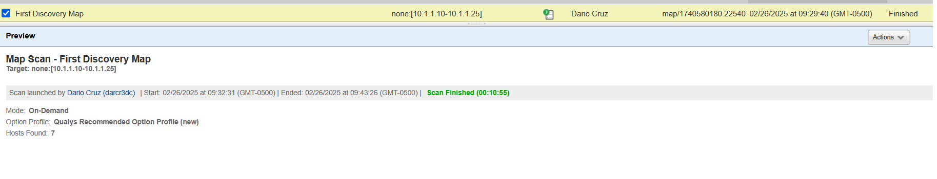 Qualys Map Scan Results